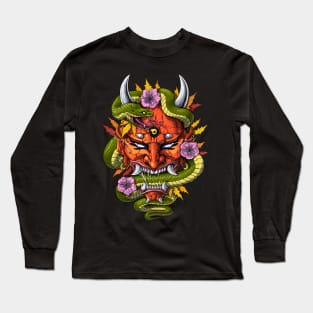 Japanese Demon Oni Mask Long Sleeve T-Shirt